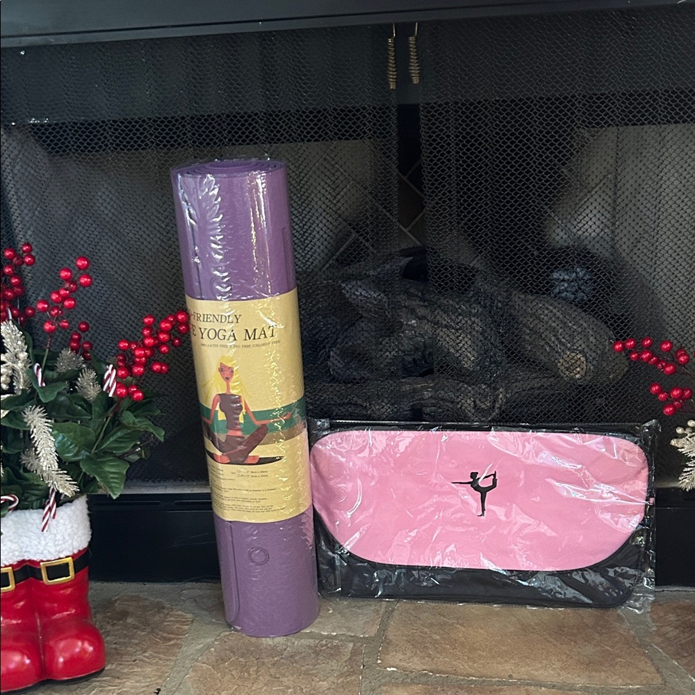 Purple Yoga Mat and Pink Yoga, Dance, Gym Bag